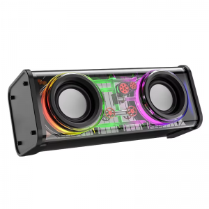 Umoub Transparent Mecha TWS Wireless Bluetooth Speaker RGB Portable Interconnected Colorful LED High-Power Subwoofer Speaker